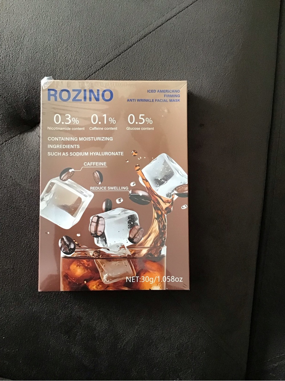 ROZINO Iced Americano Anti-Wrinkle Facial Mask - Brown whole box 5 masks